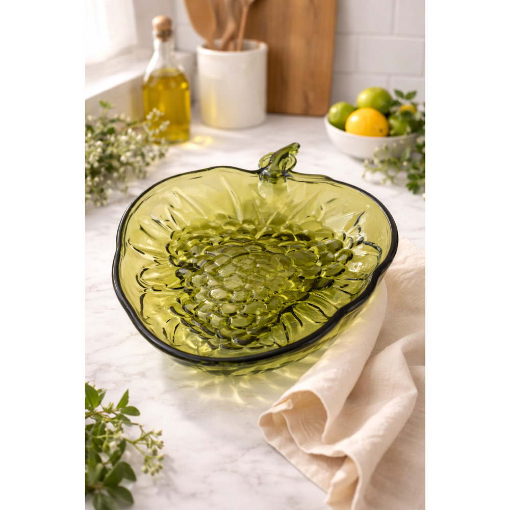 Vintage Indiana Glass Grape Bowl Green